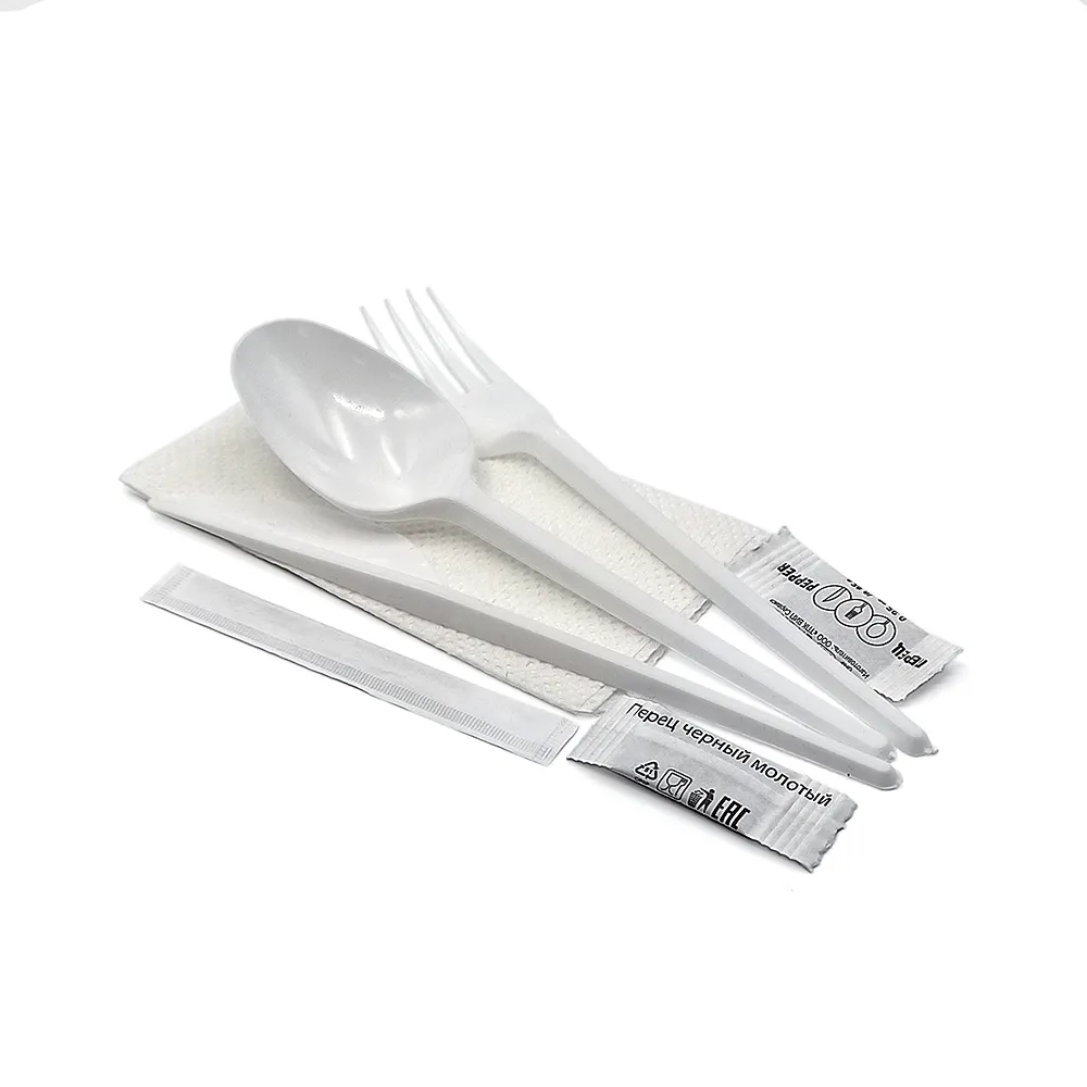 Набор №49 "Хлеб-соль" приборы столовые одноразовые, соль, перец  /200/