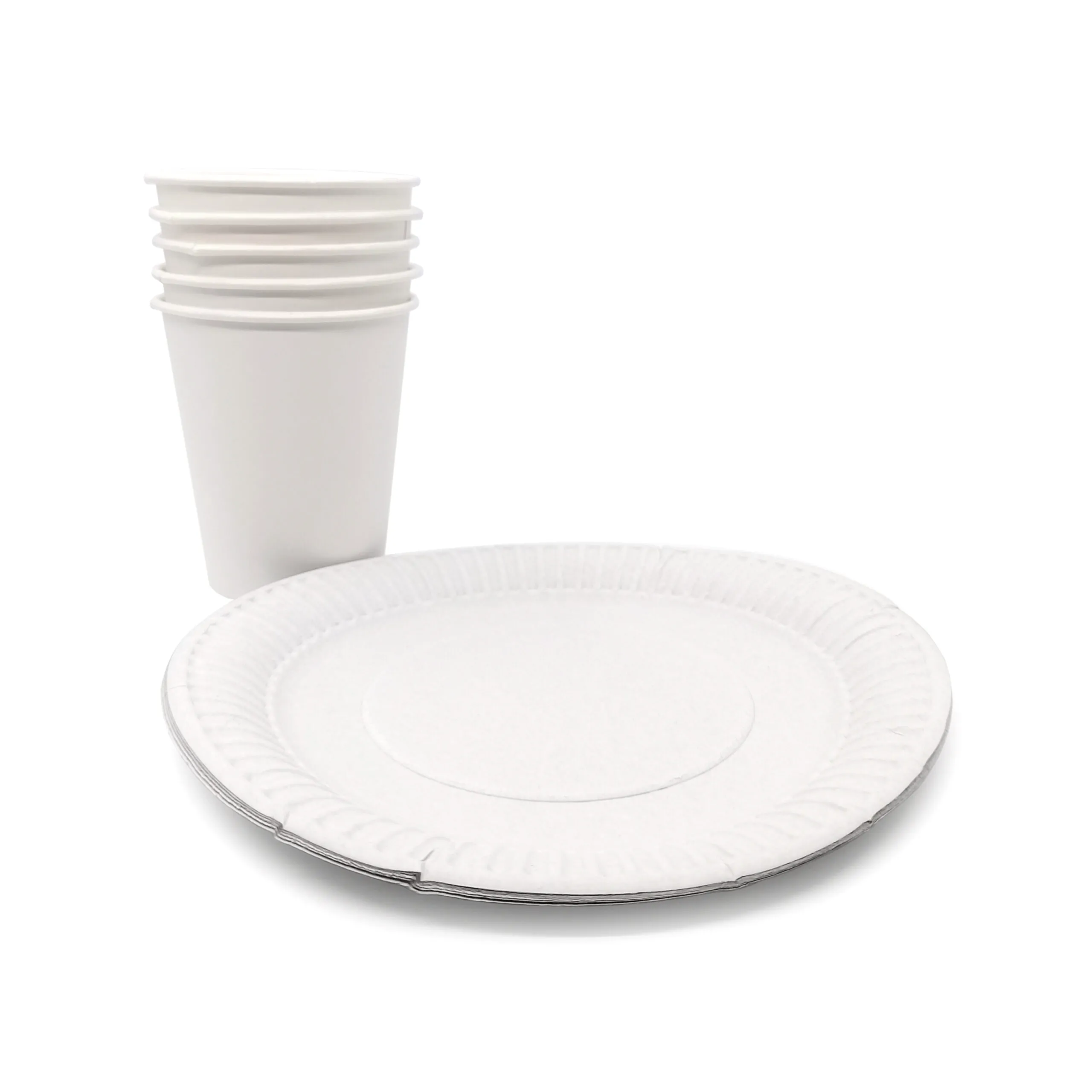 Набор №189 Тарелка круглая картонная Д-195мм, стакан 200мл  на 5 человек, 15шт в кор