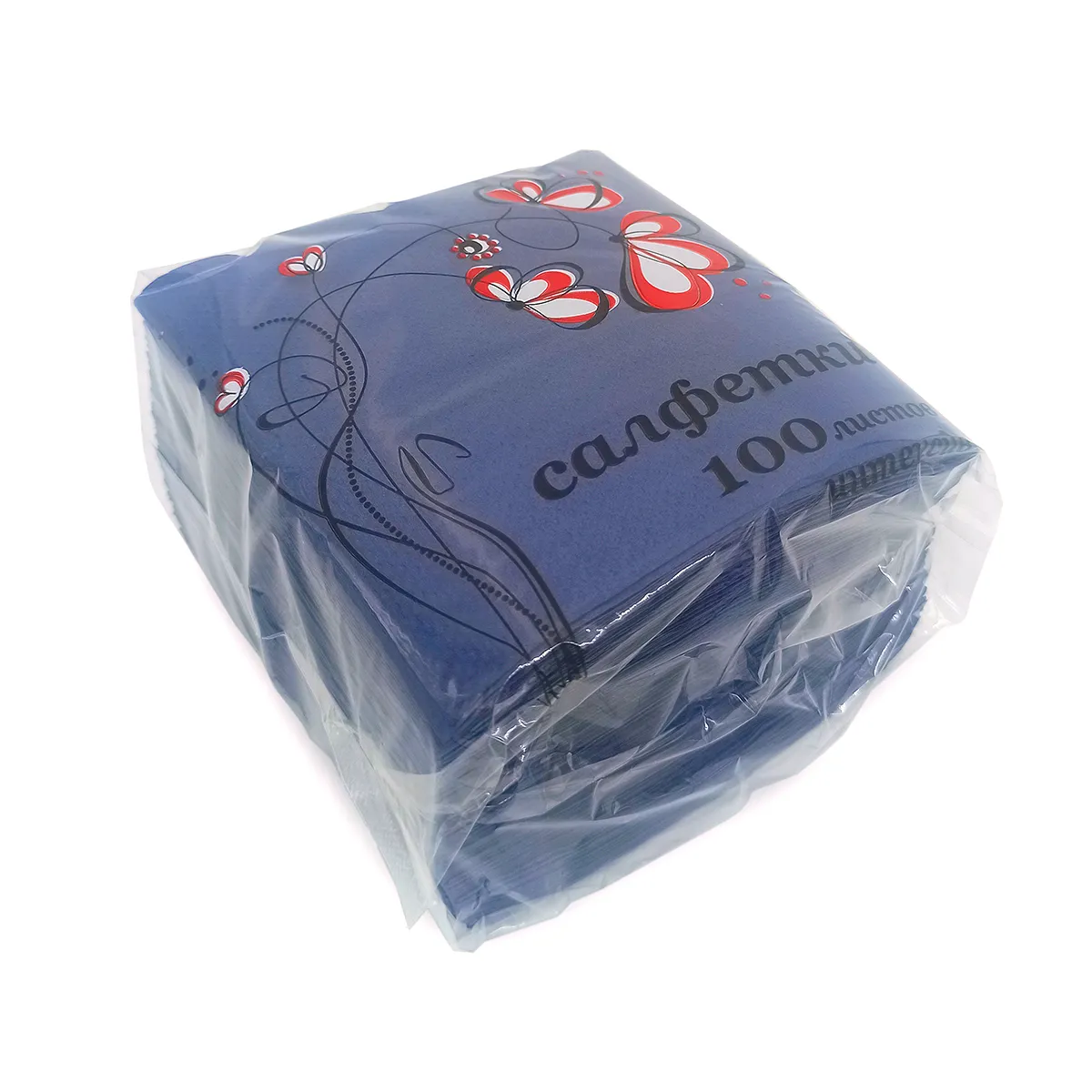 Салфетки "Веселый пикничок" 100 лист  ИНТЕНСИВ СИНИЙ, 32 уп в кор