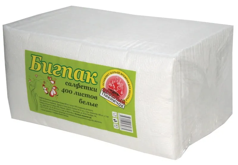 Бумажные салфетки Веселый пикничок белые, 400шт