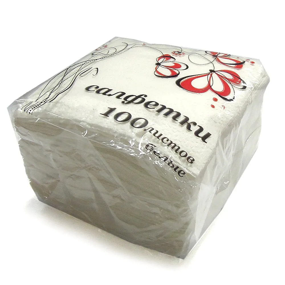 Бумажные салфетки Веселый пикничок белые, 100шт