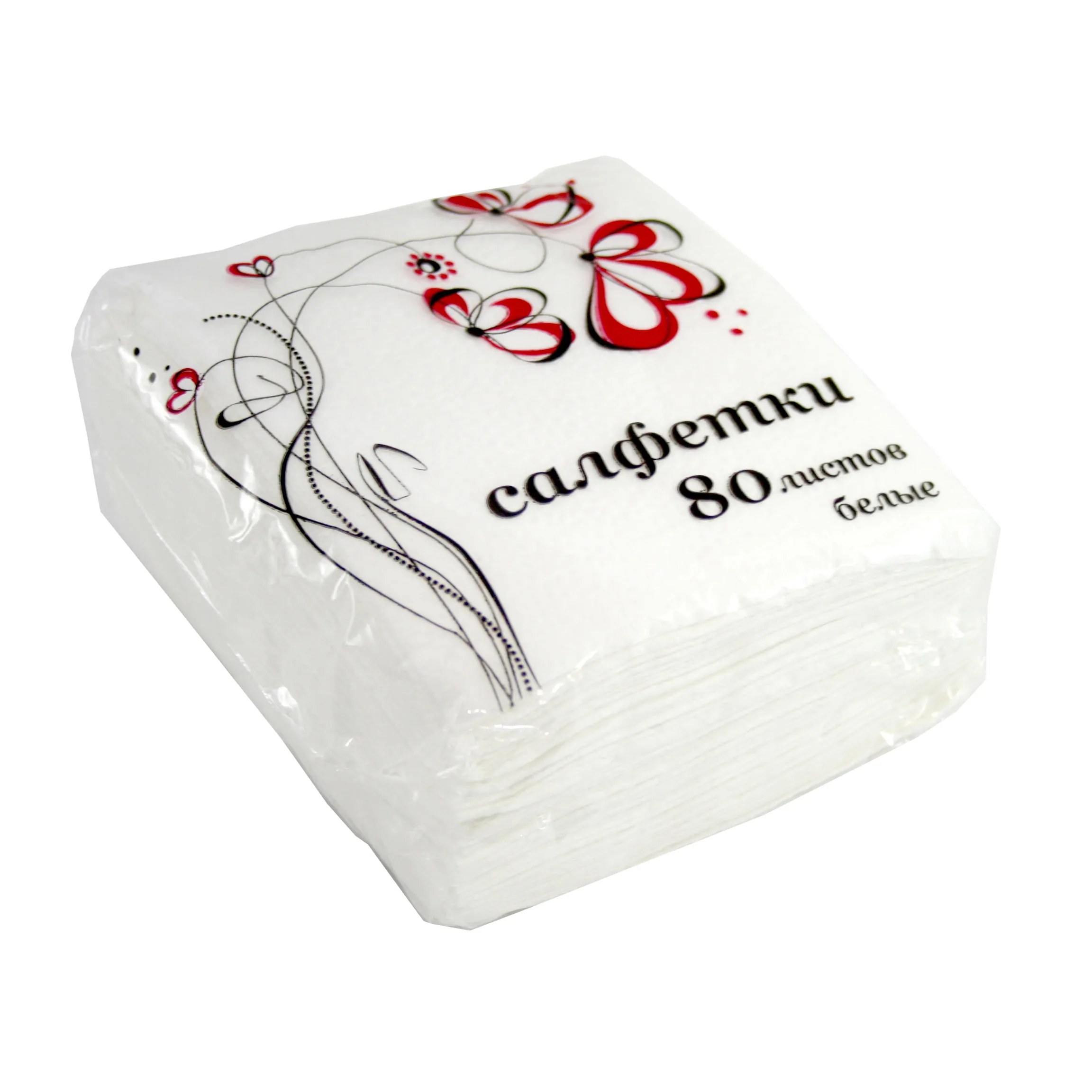 Бумажные салфетки Веселый пикничок белые, 80шт